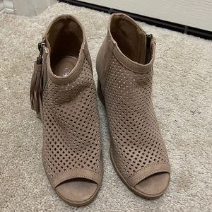 Nude Peep-Toe Ankle Booties